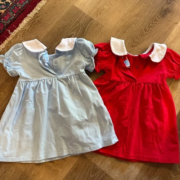 Bundle of Two Trotter St Red and White 12 month Dresses with Puff Sleeves - Picture 2 of 3
